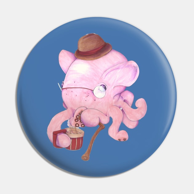 Quincey, Gentleman Octopus Pin by FishWithATopHat