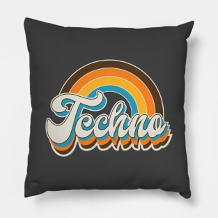 Techno Rave Music Retro EDM Vintage Style Pillow