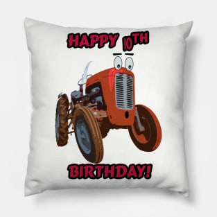 Happy 10th birthday tractor design Pillow