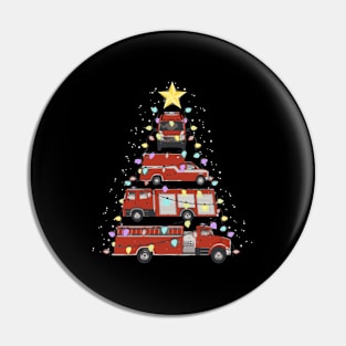 Firefighter Fire Truck Tree Santa Light Pin