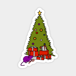 Rat with Candy Cane and Christmas Tree Magnet