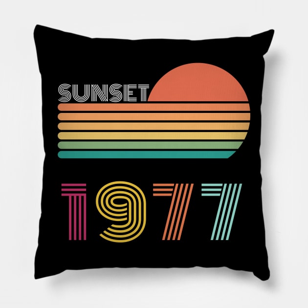 Sunset Retro Vintage 1977 Pillow by Happysphinx