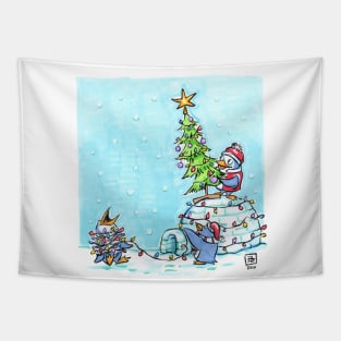 Christmas Penguins Tapestry