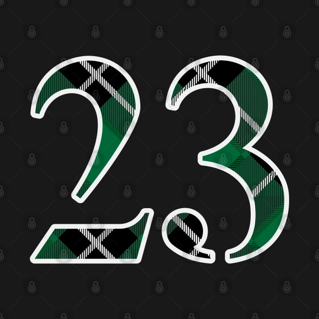 23 Sports Jersey Number Green Black Flannel by Design_Lawrence