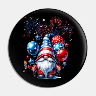 4th Of July Patriotic Gnomes Sunglasses American Fireworks Pin