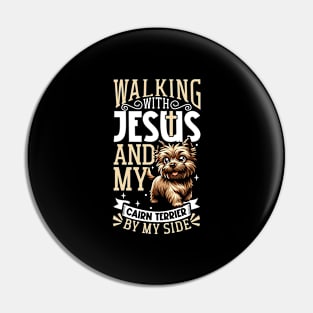 Jesus and dog - Cairn Terrier Pin