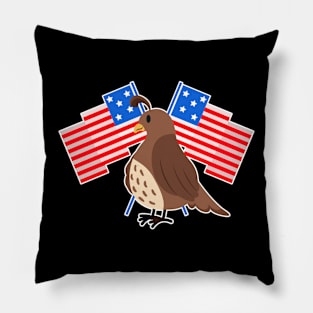 Quail American Flags Pillow