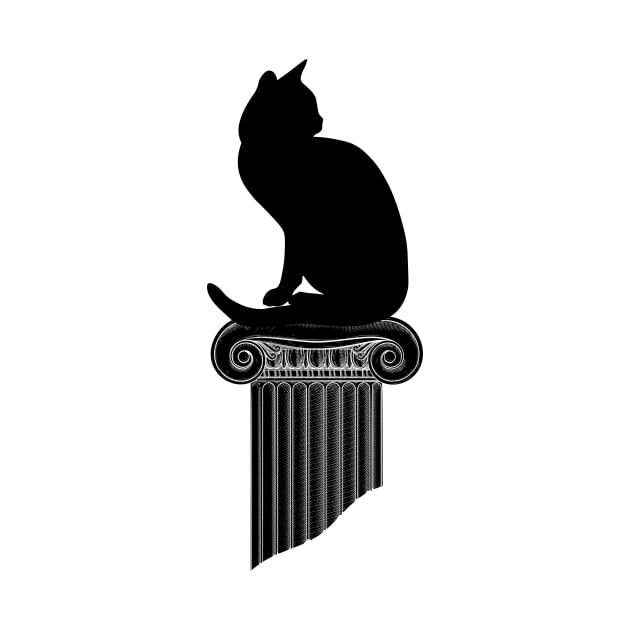 Black Cat Silhouette with Roman Column by TammyWinandArt