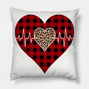 Striped Plaid Printed Heart Valentine's Day Pillow