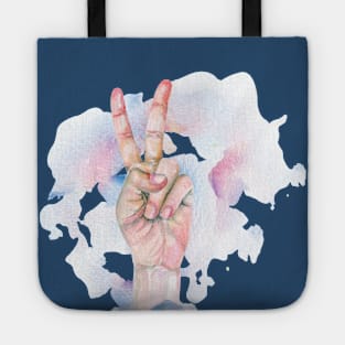 Two finger up for encouragement symbol watercolor 1 Tote