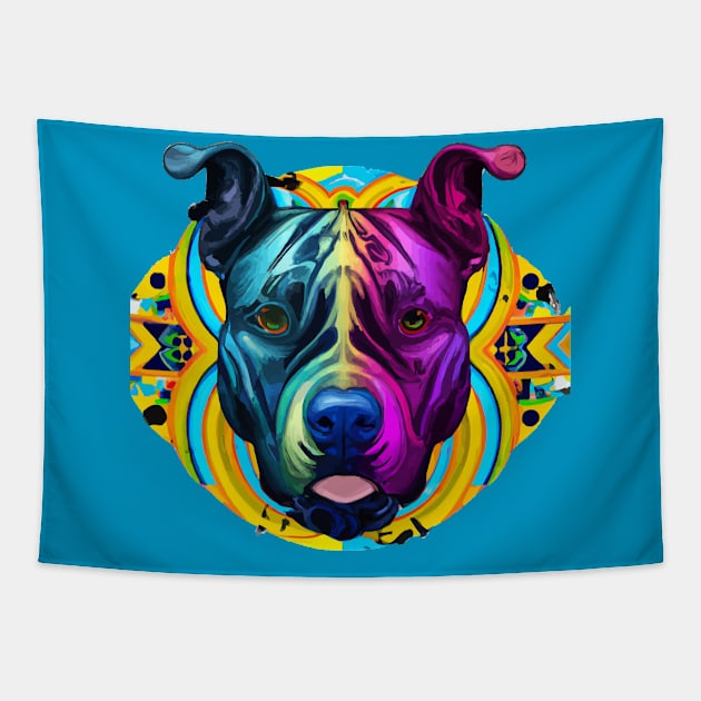 American Staffordshire Terrier Trippy Dog Tapestry by Furrban