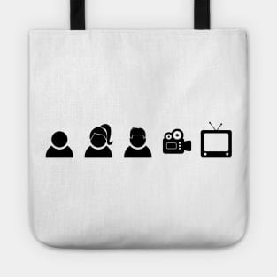 Person Woman Man Camera Tv Icon Black Tote