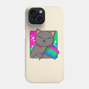 British Shorthair Cat Holding Polysexuality Pride Flag Phone Case