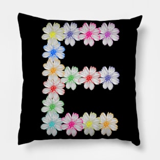 Letter E, flower, cosmos flowers, floral, nature Pillow