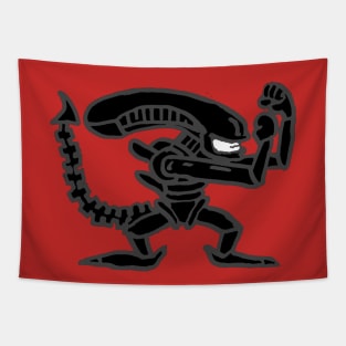 the fighting alien {grey} Tapestry