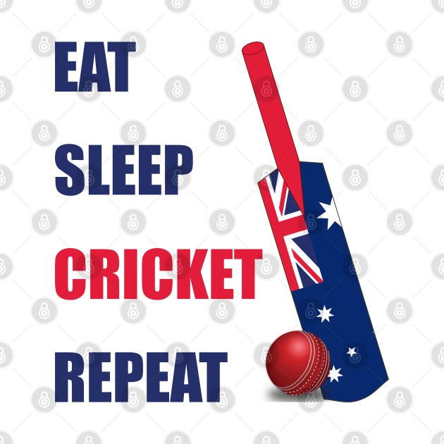 Eat Sleep Cricket Repeat Australia Flag Cricket Bat by DPattonPD