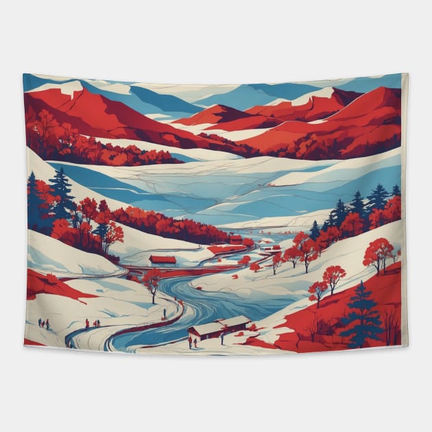 Pyeongchang County South Korea Travel Tourism Retro Vintage Tapestry by TravelersGems