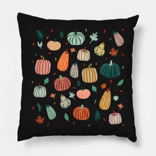 Pumpkins, autumn leaves. Thanksgiving, Halloween, fall illustration Pillow