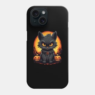 Funny Angry Cat Skeleton Halloween Pumpkin Phone Case