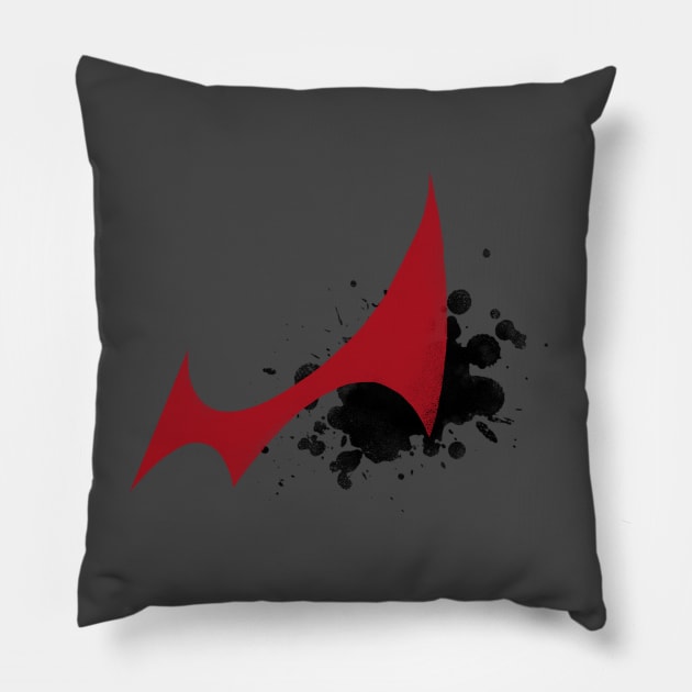 Danganronpa logo splatter red/black Pillow by cactuscrust