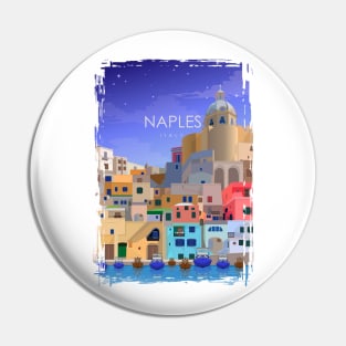 Naples Italy Italian Vintage Minimal Retro Travel Poster Pin