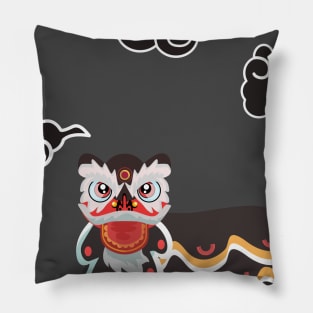 Black chinese lion dance Pillow