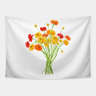 yellow red and orange Ranunculus flower Tapestry