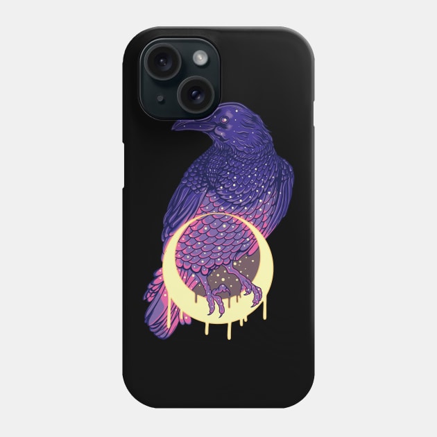 Raven On Neon Moon 2 Phone Case by Luciane Martins