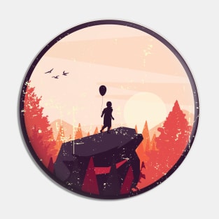 Boy on rock - hiking with balloon Pin