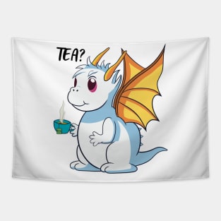 Cute Dragon with Cup of Tea Tapestry