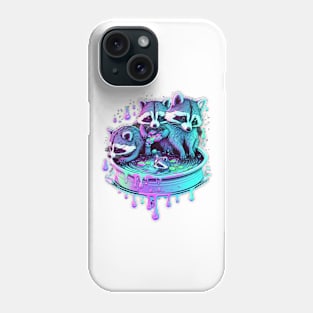 Synthwave Raccoon Neon Liquid Art Phone Case