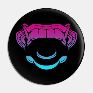 Bali Human Mask Fangs Vaporwave Pin