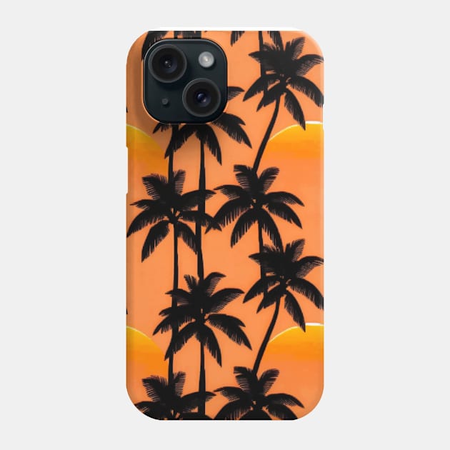 Tropical Sunset Palms Phone Case by Sevendise