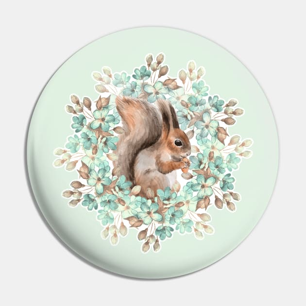 Squirrel and flowers Pin by Gribanessa