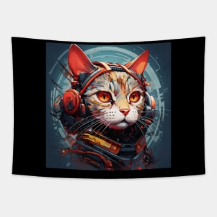 Futuristic Cyber Cat Tapestry