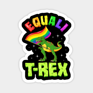 Equali T-Rex Dinosaur with Rainbow Pride Flag Magnet