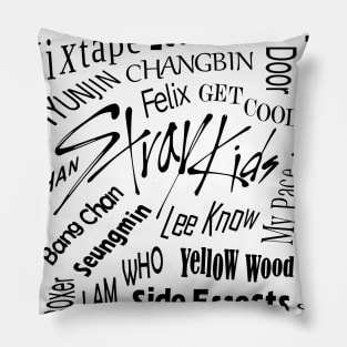 Stray Kids collage black Pillow