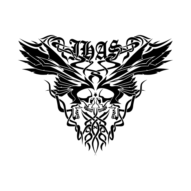 Classic JHAS Tribal Skull Wings Illustration by hobrath