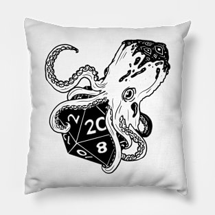 Fathomless D20: dnd 5e warlock dice Black and white Pillow