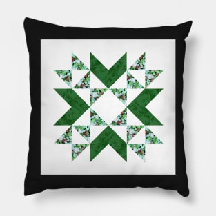 Traditional vintage quilt block pattern green Pillow