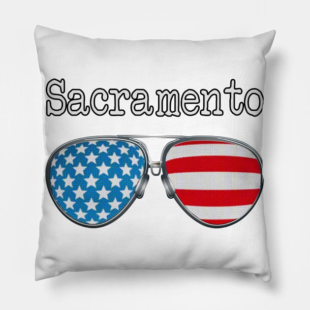 AMERICA PILOT GLASSES SACRAMENTO Pillow by SAMELVES