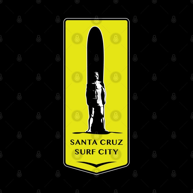 Surf City Santa Cruz California Surfer Statue Bill Lidderdale Sticker by PauHanaDesign