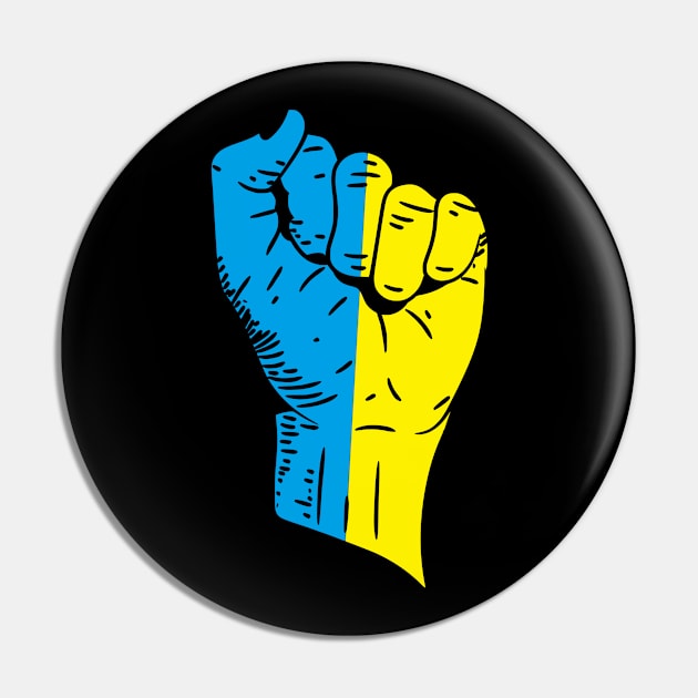 Flag of Ukraine on a Raised Clenched Fist Pin by Vladimir Zevenckih