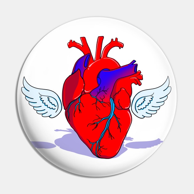 Heart with wings Pin by Red Fox