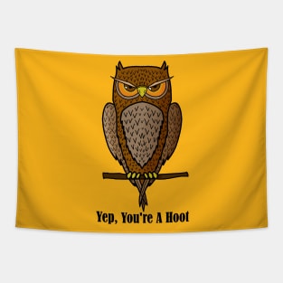 Unamused Owl Tapestry