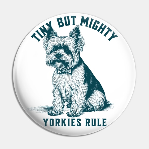 Vintage Dog Yorkie Fun Retro Style Graphic Illustration Pin by Tintedturtles