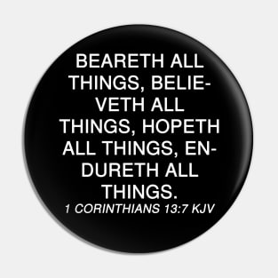 1 Corinthians 13:7 Bible Verse KJV Text Pin