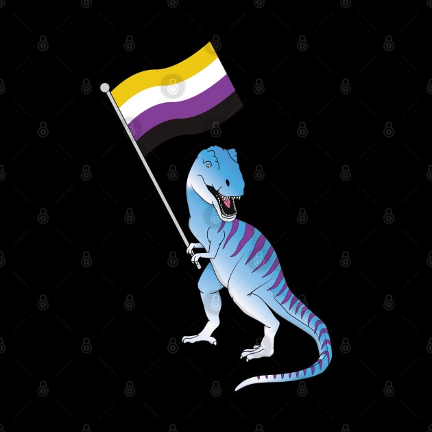 Nonbinary Flag Dinosaur LGBTQIA Pan Pride LGBT Nonbinary Decal by Shirtsurf