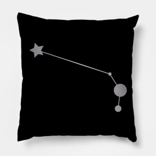 Aries Zodiac Constellation in Silver - Black Pillow