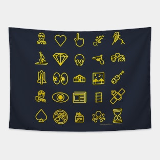 Spy movie golden emojis Tapestry